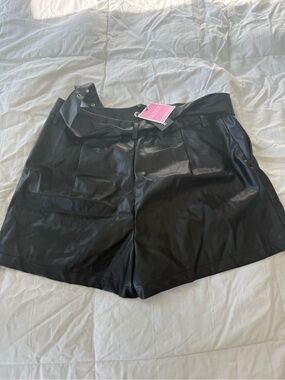 PrettyLittleThing faux leather shorts